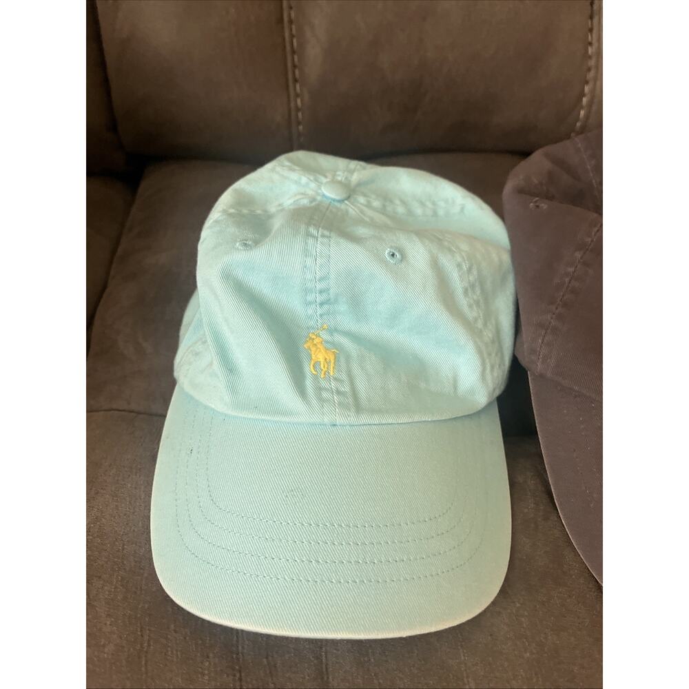 (3) Polo Ralph Lauren Hat Cap Strap Back Blue Mens Yellow Pony Adjustable Casual - Picture 2 of 13